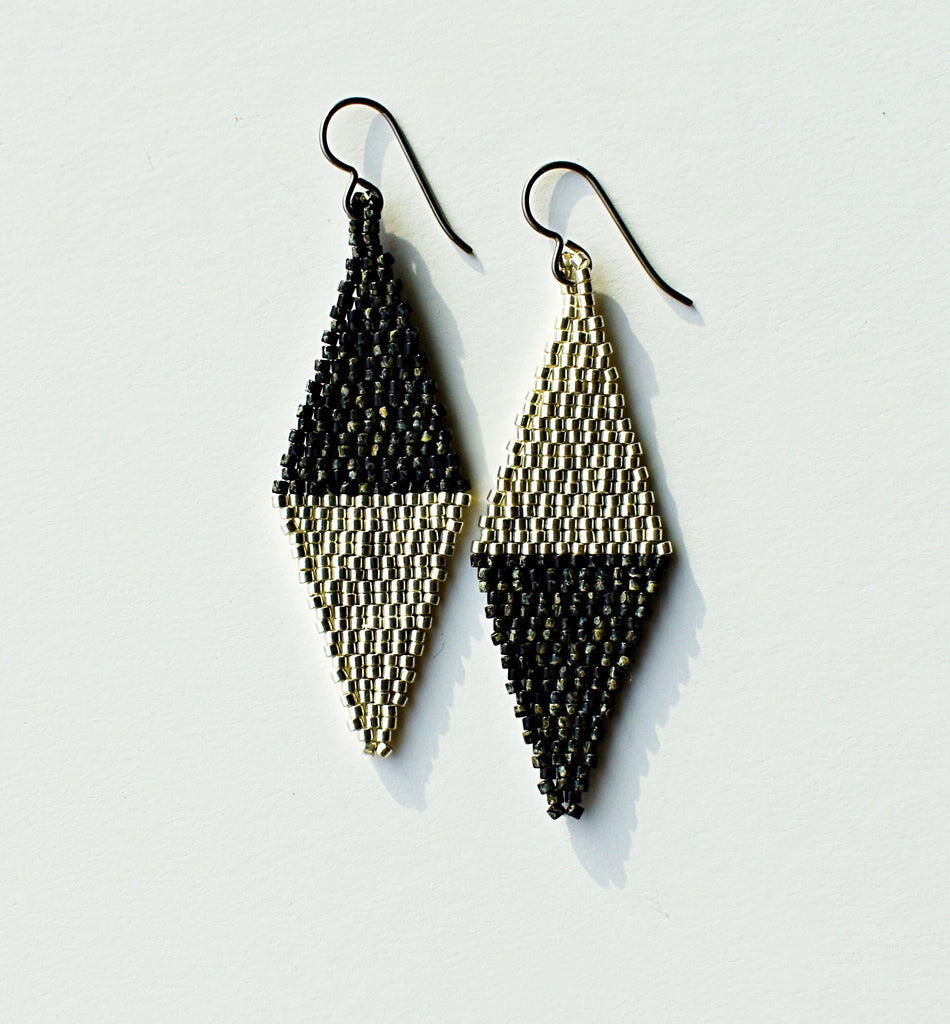 Mini diamond earrings - black