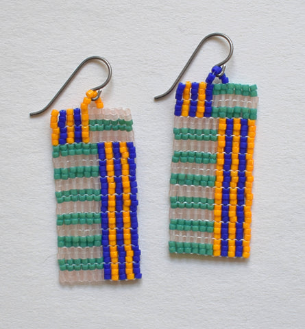Mini stripes earrings - teal, blue, orange, pink