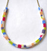 Colorblock chain necklace - white, lime, fuchsia, tan, periwinkle
