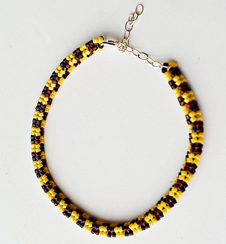 narrow check rope bracelet - yellow, red