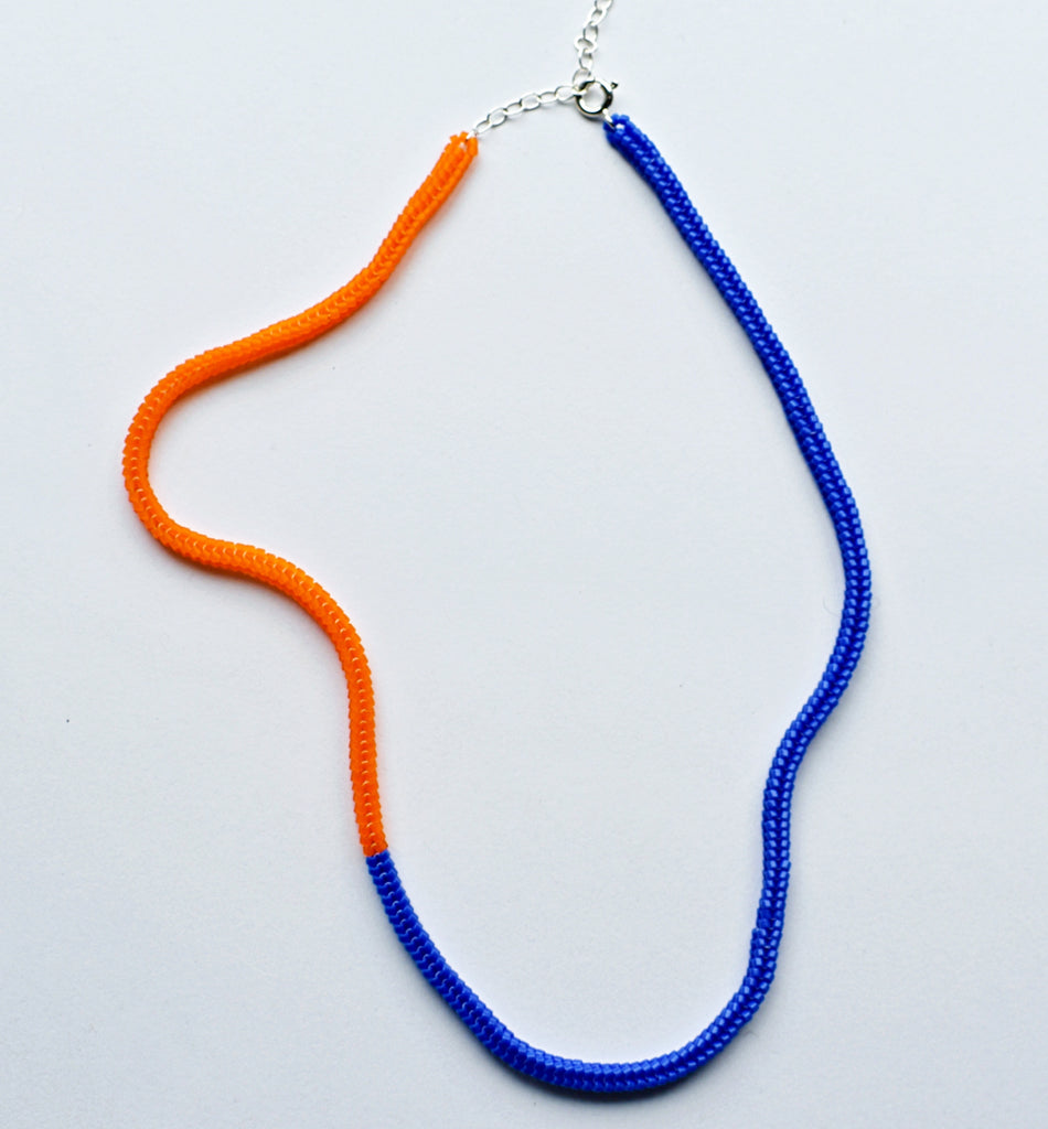 narrow duo necklace - blue orange