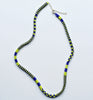 narrow patterns necklace - indigo and lime