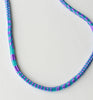 narrow patterns necklace - purple and turquoise