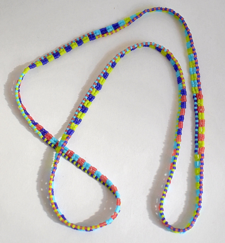 Narrow ribbon necklace - spring checks