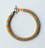 mixed pattern rope bracelet - orange aqua