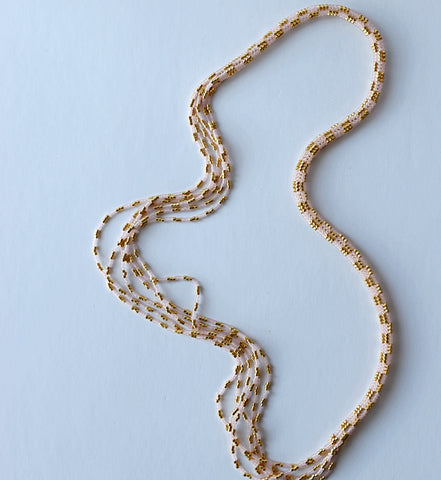 rope strand check necklace - pink and gold