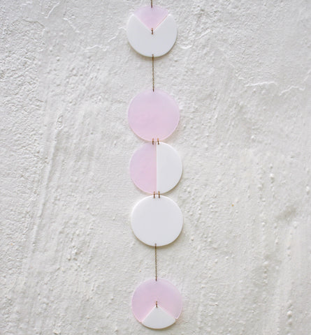 fractions wall hanging - white and pink