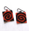 spiral earrings - red, black