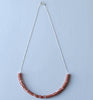 mixed pattern chain necklace - pink, brown