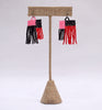 Colorblock Fringe Earrings - Black and Red