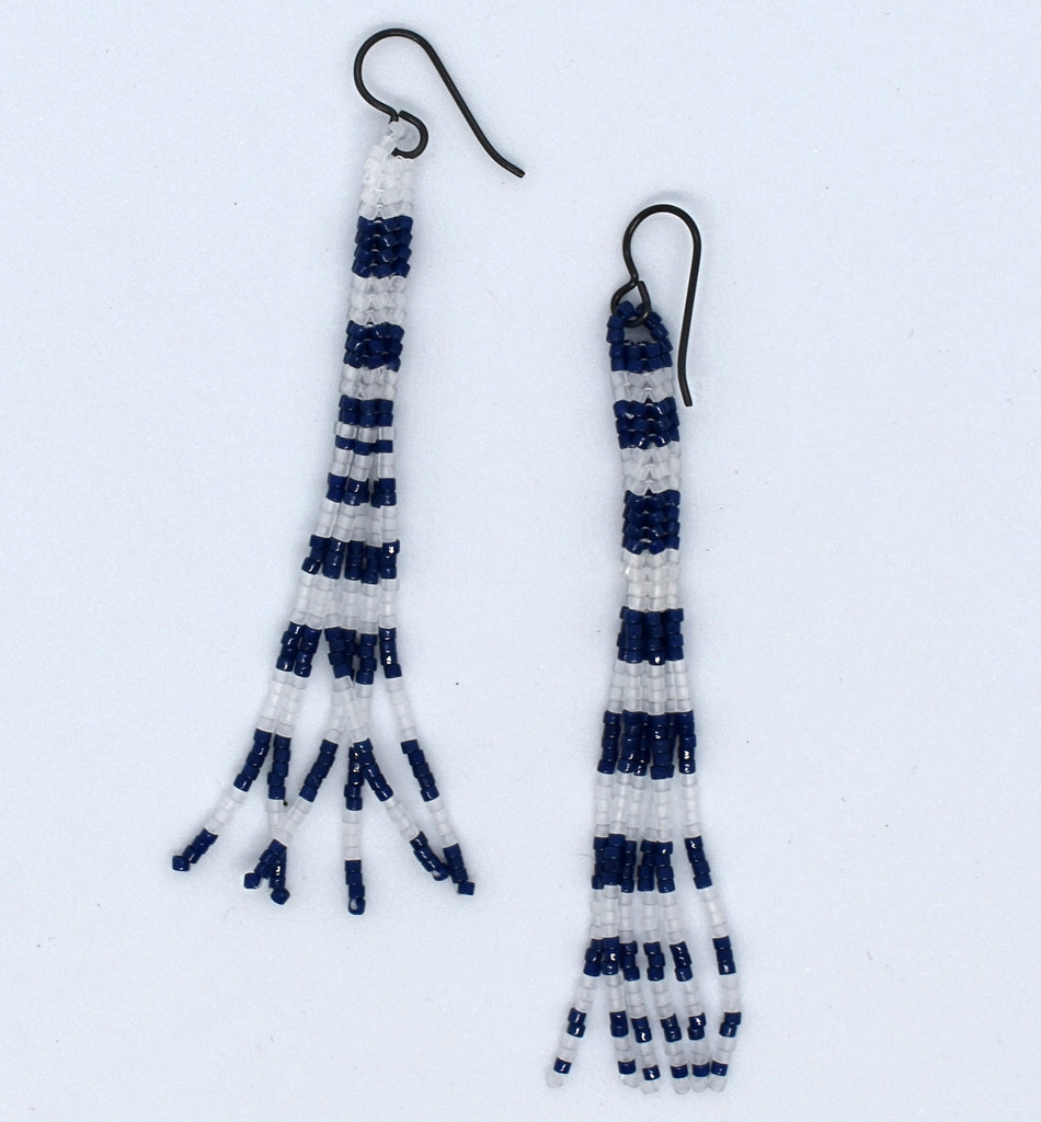 stripe lure earrings - frost, navy