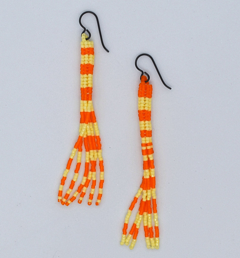 stripe lure earrings - yellow, orange