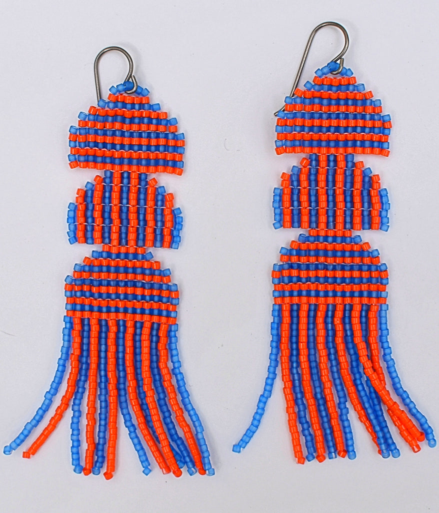 semi stripes earrings - blue, orange