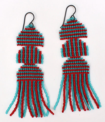semi stripes earrings - turquoise, red