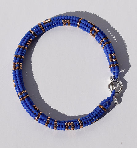 patterned rope bracelet - blue, copper
