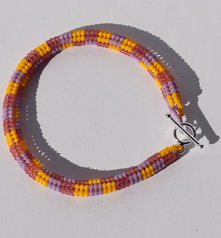 blocks rope bracelet - orange, pink, purple