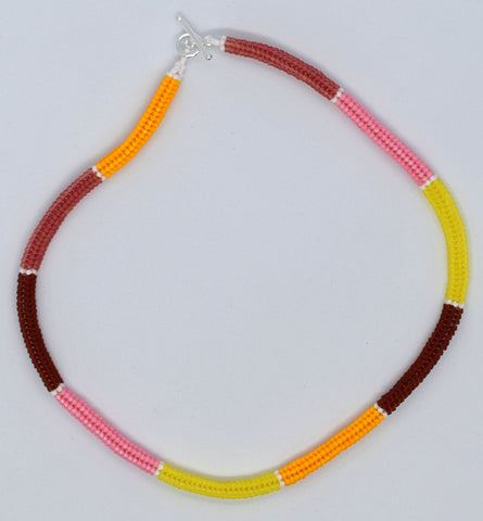 Toggle colorblock rope choker - warm