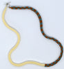 Toggle checker rope necklace - creme, brown, green