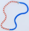 Toggle checker rope necklace - blue, white, pink
