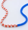 Toggle checker rope necklace - blue, white, pink