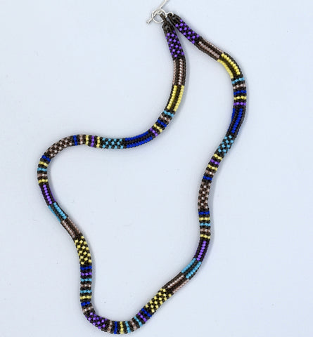 Toggle mixed pattern rope necklace - grey