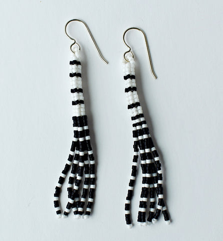 varied stripe earrings - black, white